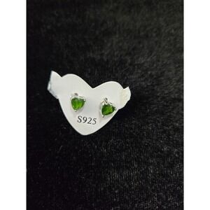 heart emerald sterling earrings‎